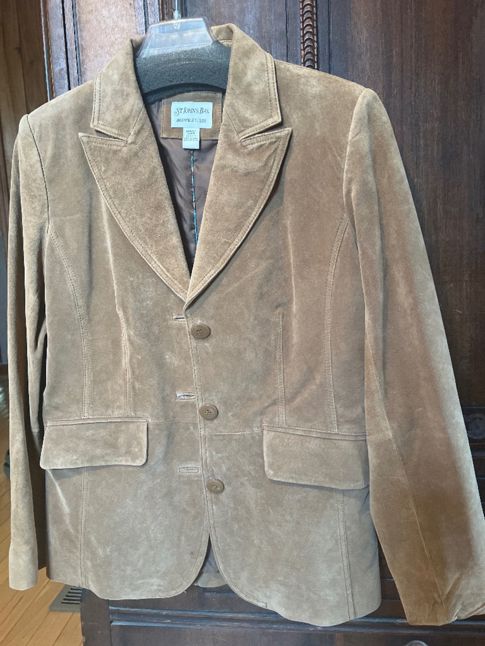Vintage NEW St. John's Bay Tan Washable Suede Blazer Jacket Small Flawless